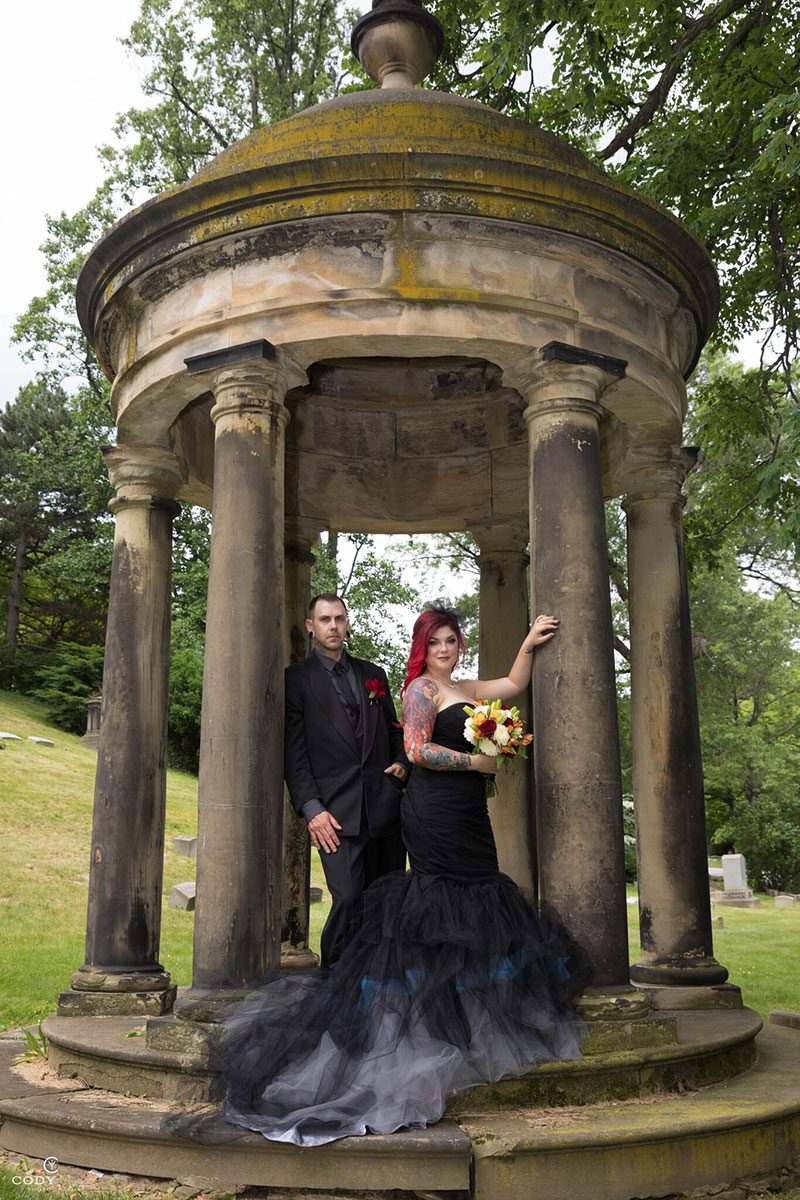This darkly gorgeous wedding has the black wedding dress of your dreams