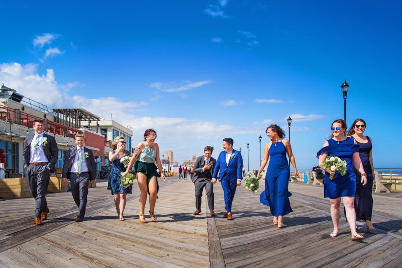 These brides triumphed with killer suits at their house on the shore
