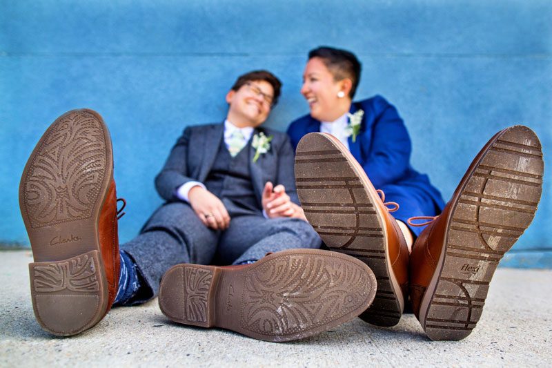 These brides triumphed with killer suits at their house on the shore