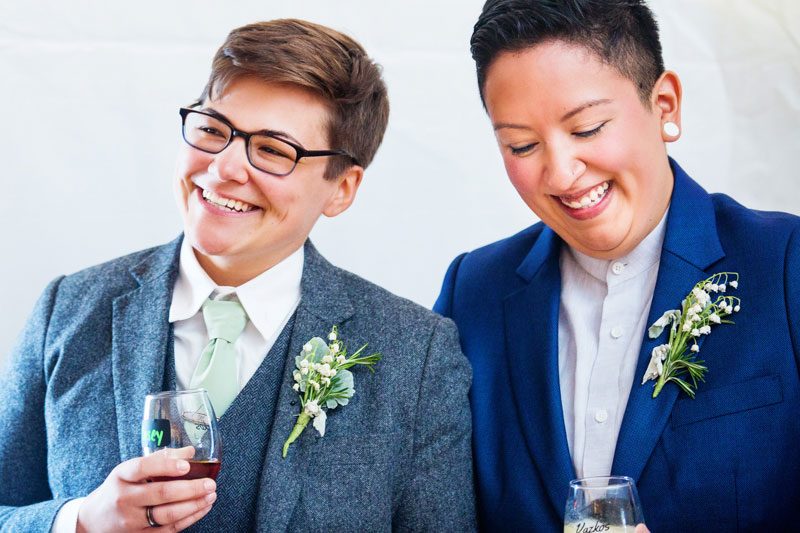 These brides triumphed with killer suits at their house on the shore