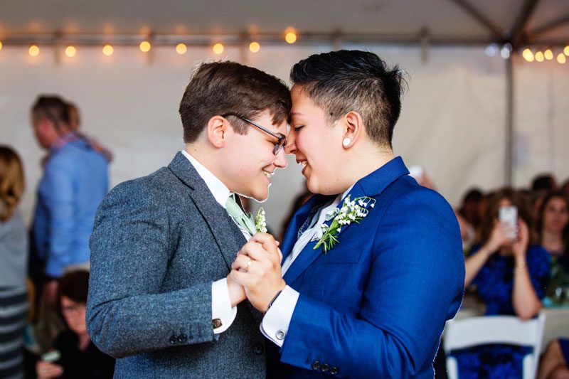 These brides triumphed with killer suits at their house on the shore