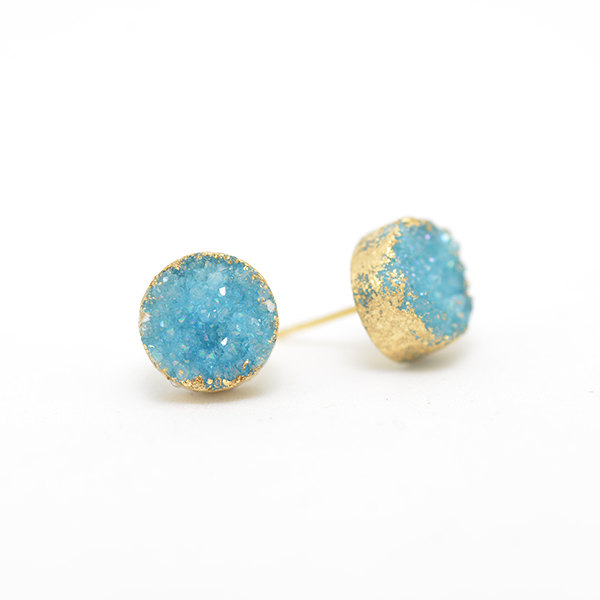Aqua Druzy Earrings by SugarSidewalk