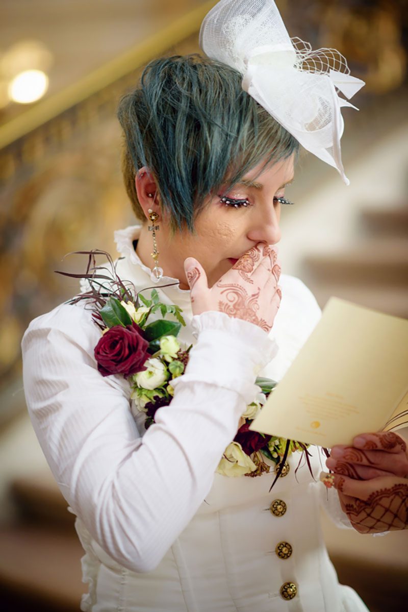 Heart eyes emoji for this lolita fashion wedding in San Francisco 