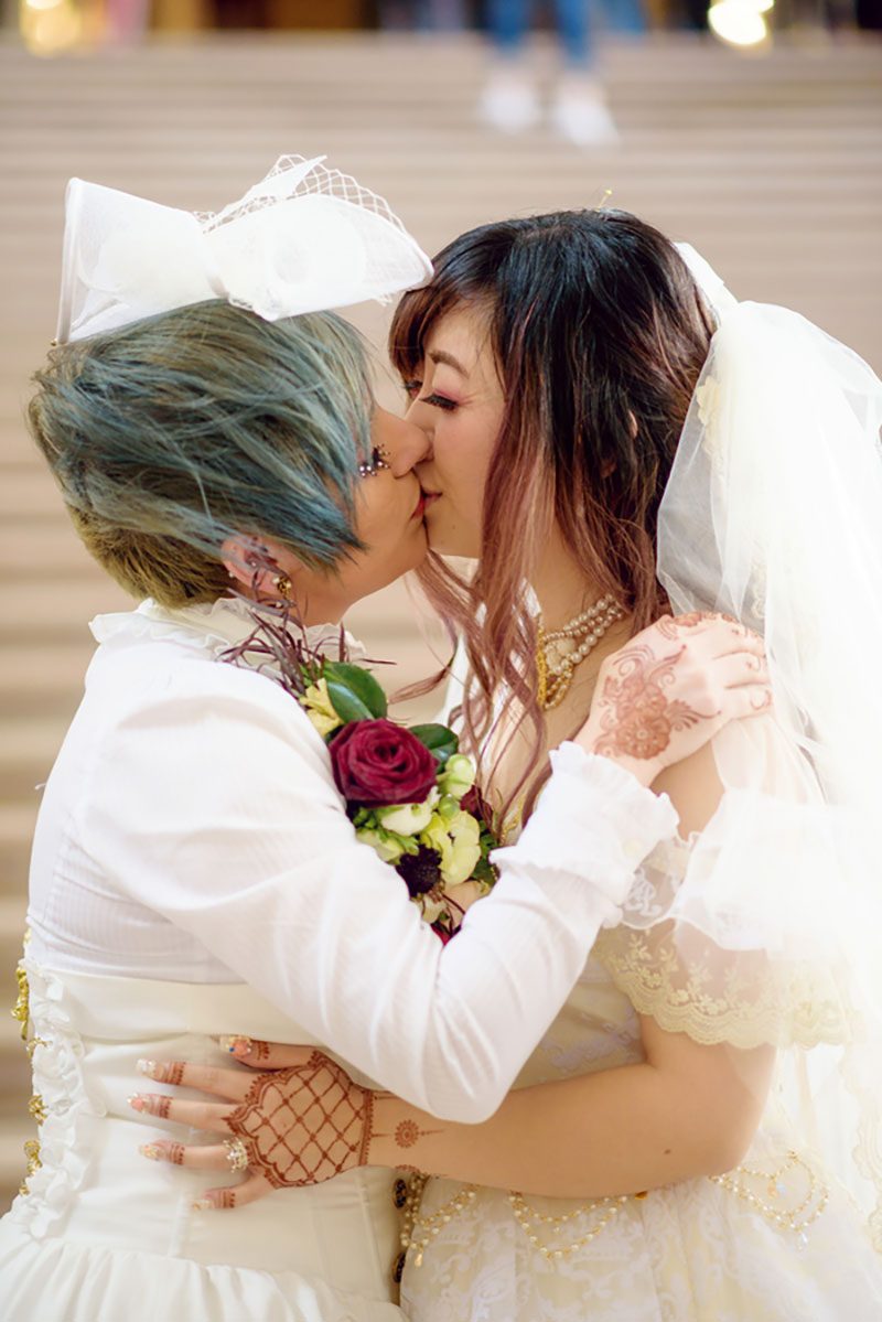 Heart eyes emoji for this lolita fashion wedding in San Francisco 