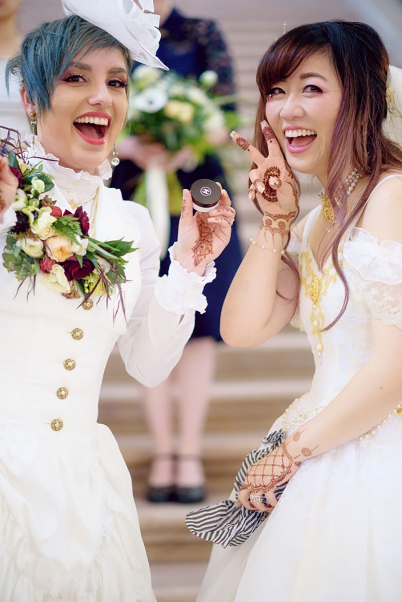Heart eyes emoji for this lolita fashion wedding in San Francisco 