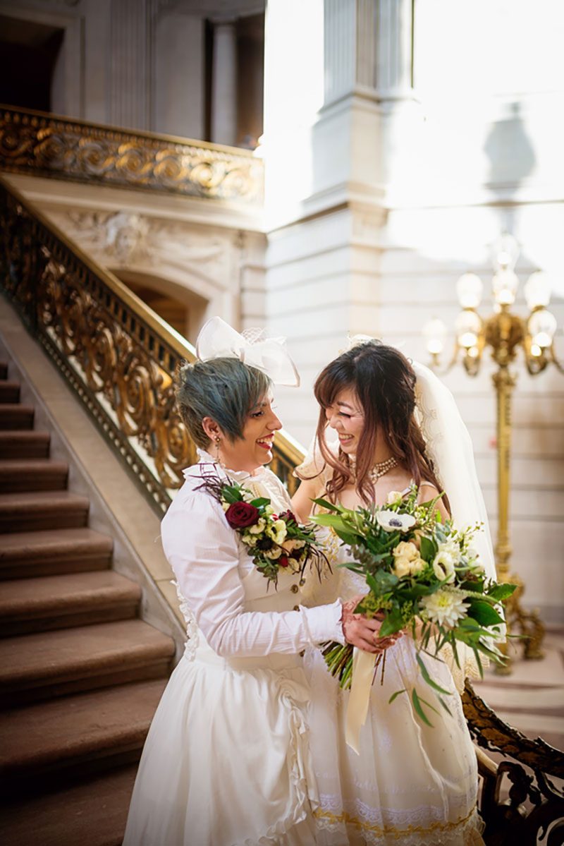 Heart eyes emoji for this lolita fashion wedding in San Francisco 