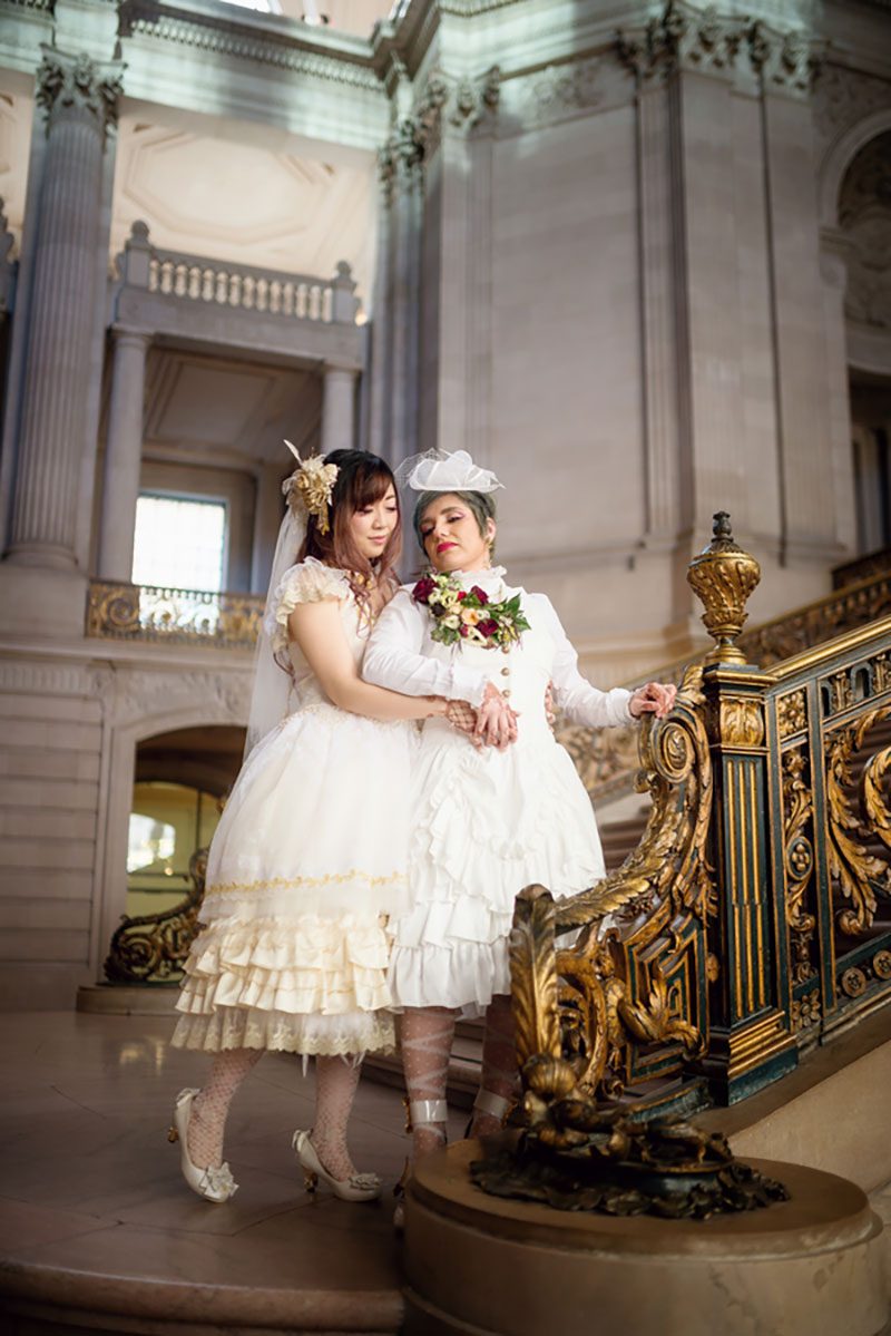 Heart eyes emoji for this lolita fashion wedding in San Francisco 