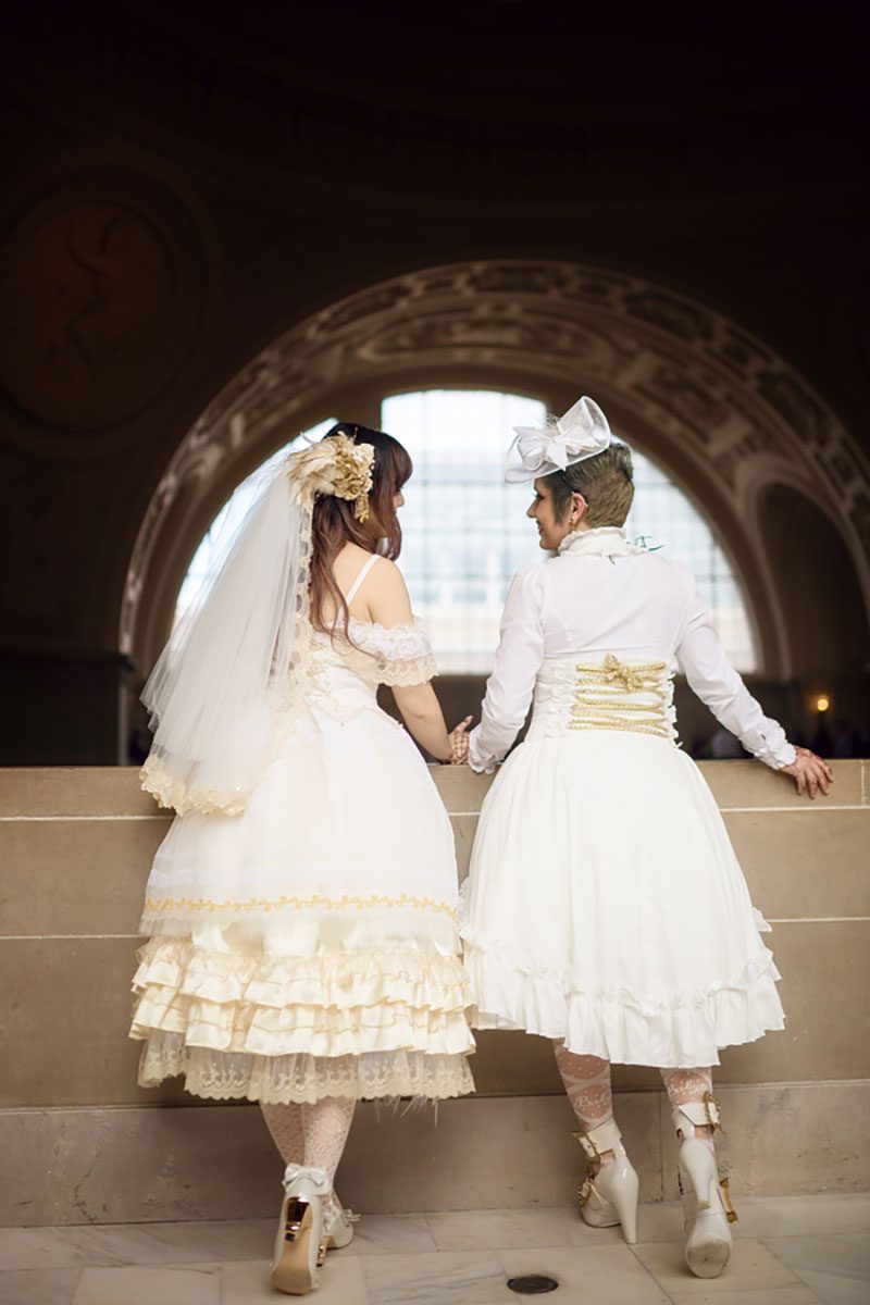 Heart eyes emoji for this lolita fashion wedding in San Francisco 