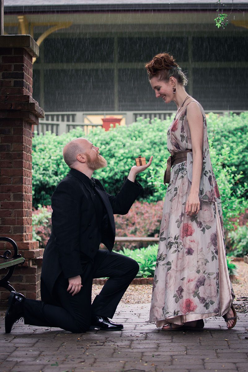 A masquerade engagement story in the rain