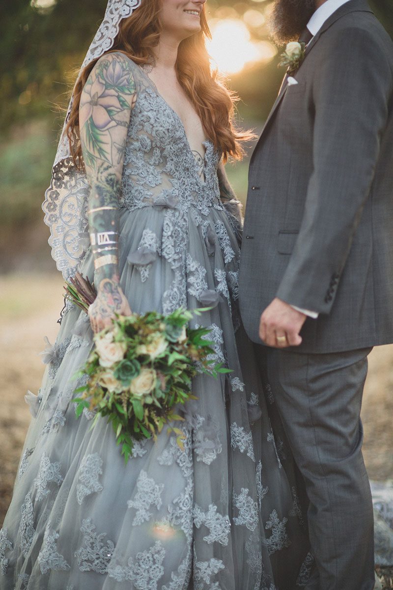 A rustic Northern Cali wedding with Southern flair (and a stunning gray dress!)