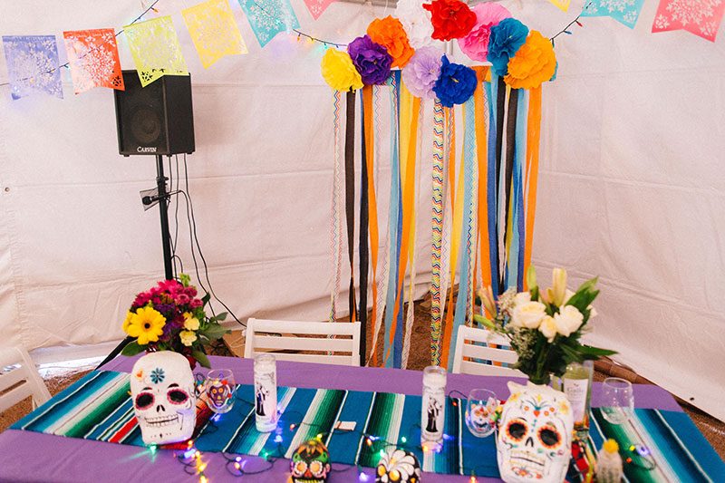 A Dia de los Muertos-themed wedding in the Arizona mountains