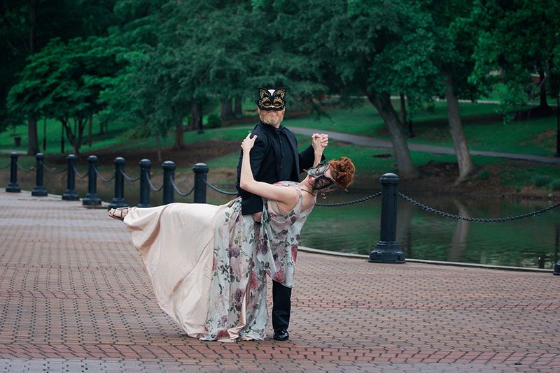 A masquerade engagement story in the rain