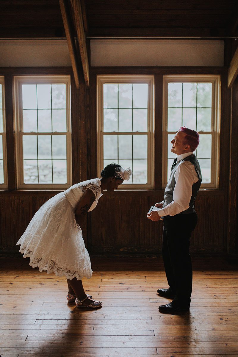 Pink hair + rainbows abound at this vividly geeky wedding