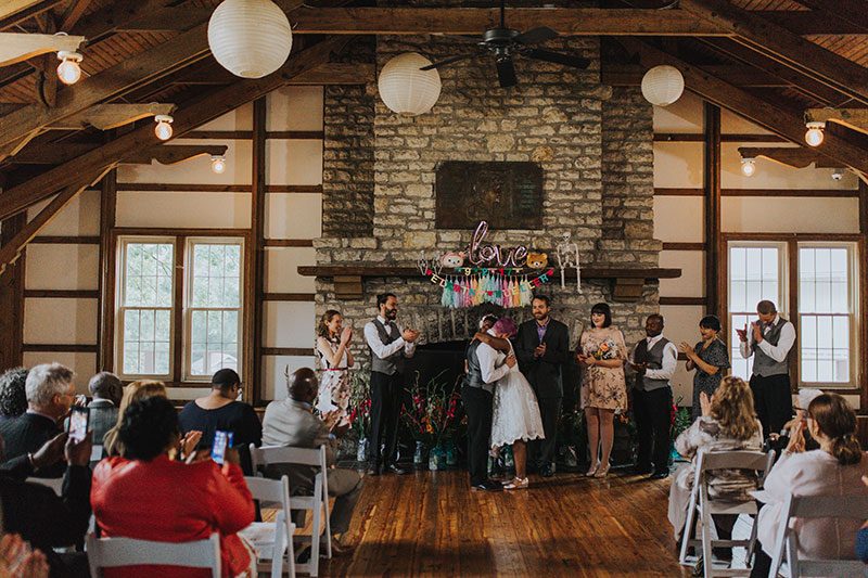 Pink hair + rainbows abound at this vividly geeky wedding