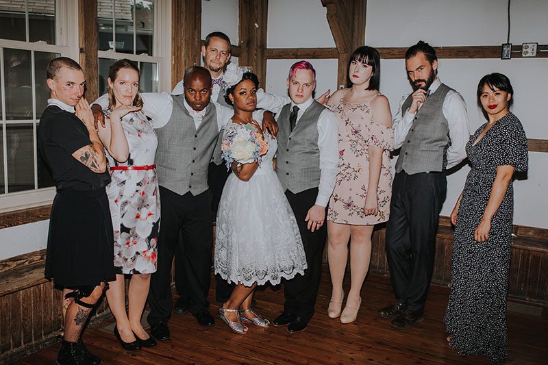 Pink hair + rainbows abound at this vividly geeky wedding