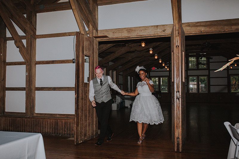 Pink hair + rainbows abound at this vividly geeky wedding