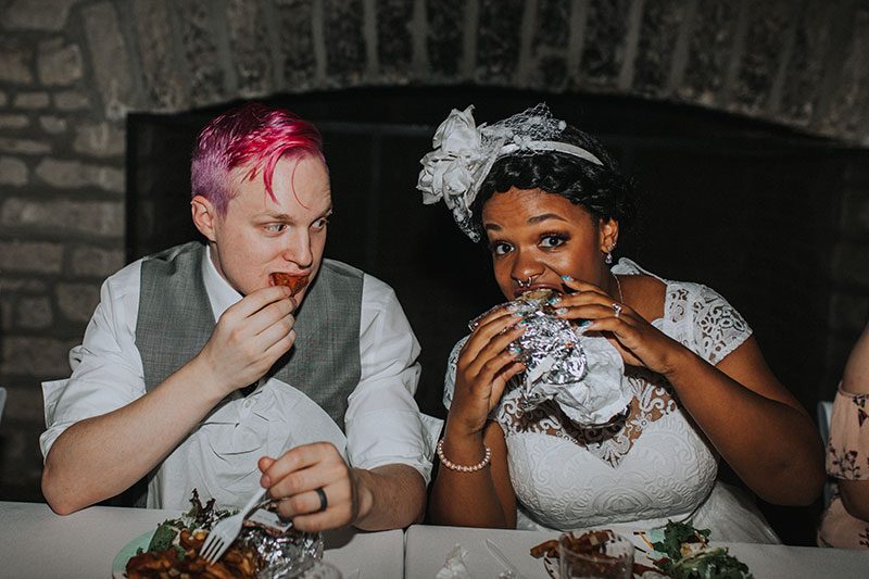 Pink hair + rainbows abound at this vividly geeky wedding