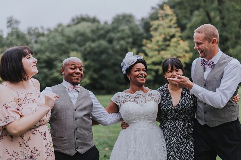 Pink hair + rainbows abound at this vividly geeky wedding