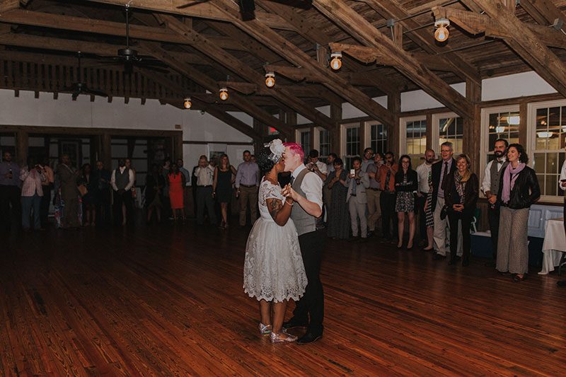 Pink hair + rainbows abound at this vividly geeky wedding