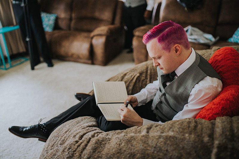 Pink hair + rainbows abound at this vividly geeky wedding