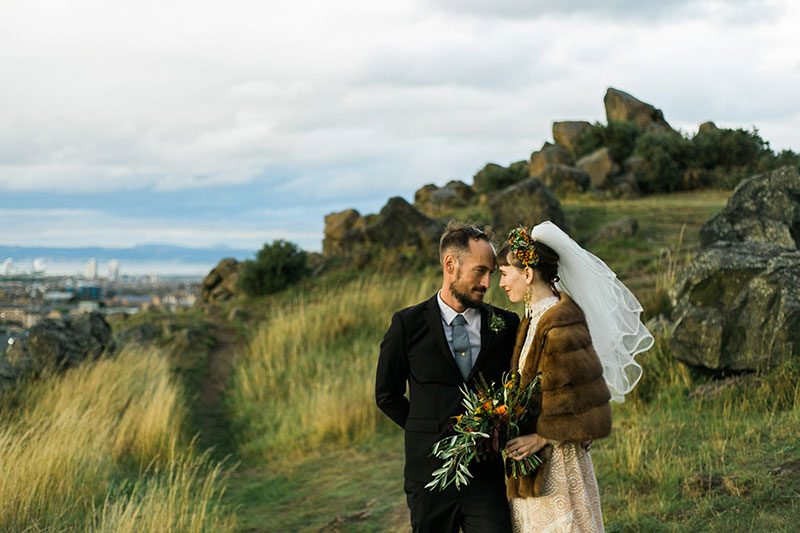 Vintage style and stunning views at this Scotland elopement