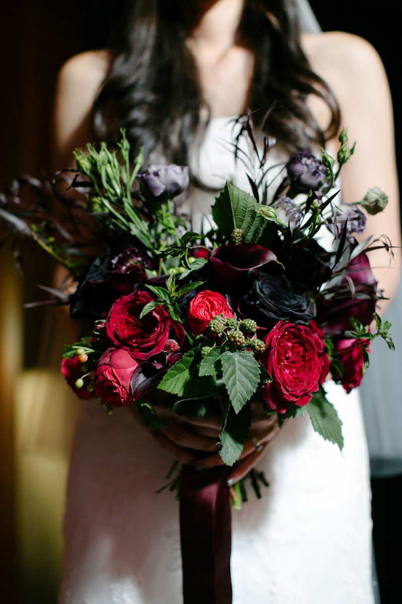 A darkly chic wedding with karaoke and Mexican meets Korean food