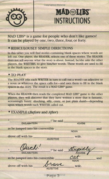Mad libs wedding vows