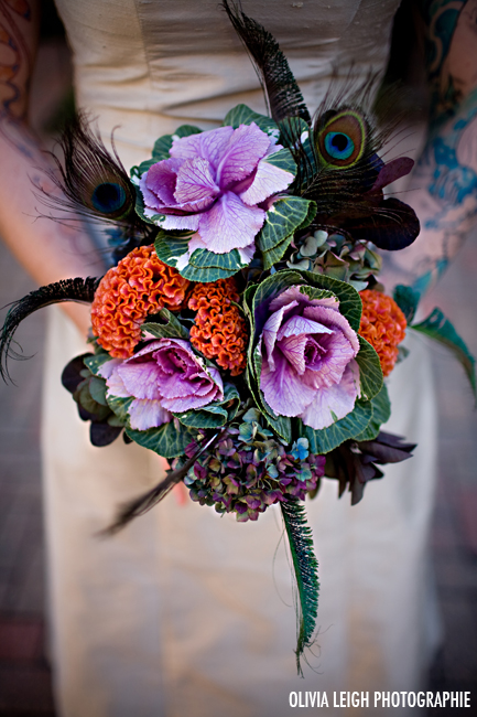 samben2 - Kale bouquet, skull vest, and red boots at this Chicago wedding samben2