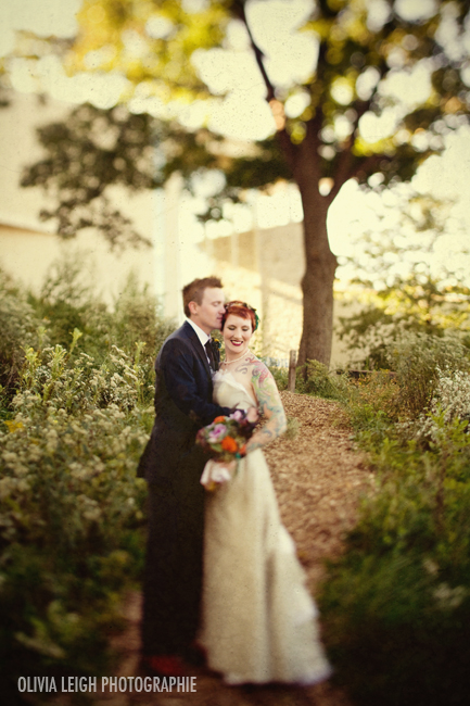 samben7 - Kale bouquet, skull vest, and red boots at this Chicago wedding samben7