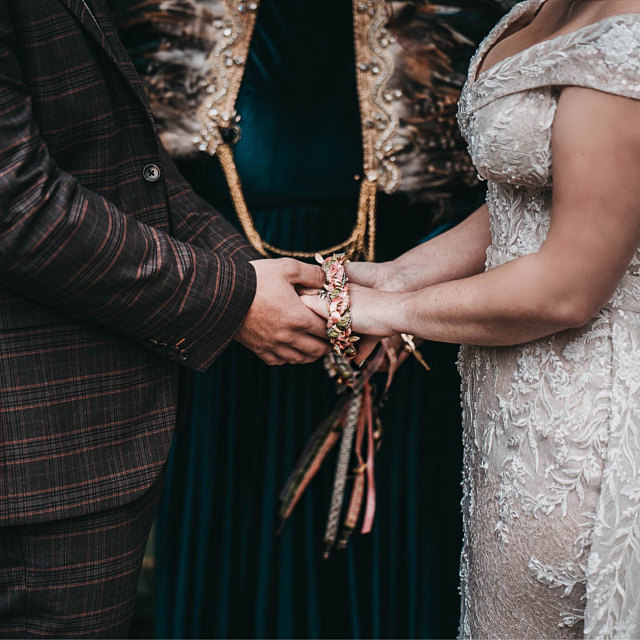 Made our handfasting cord for our wedding ceremony. (Pictures and