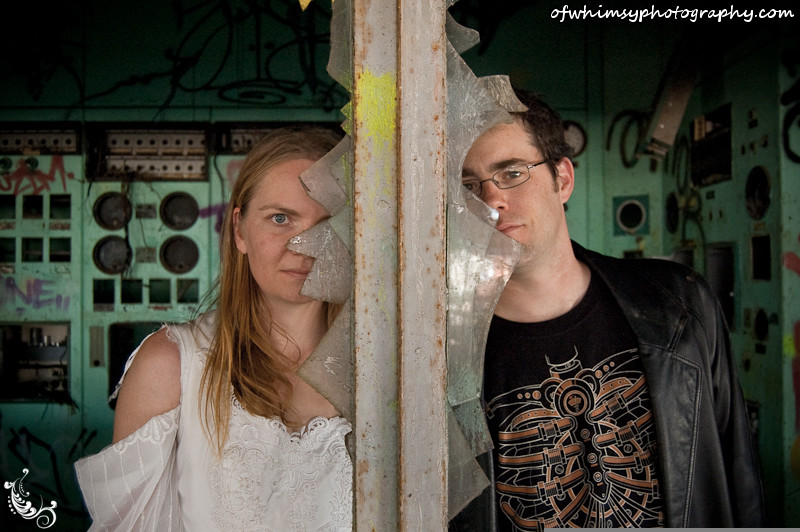 Post-apocalyptic wedding invitation shoot
