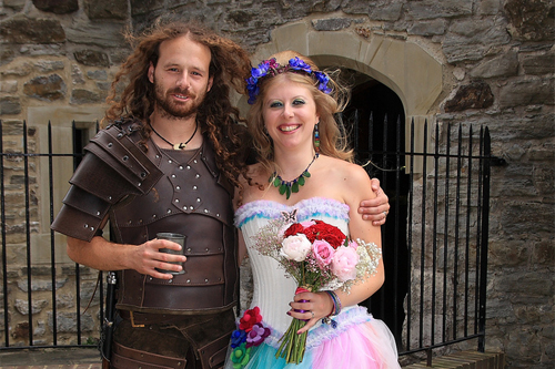Rhiannon & Graham’s viking and folk-metal wedding by a castle