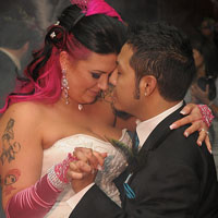 Carmela & Luis’s pink monkey in wonderland wedding