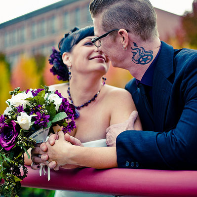 Jamie & Nick’s self-catered Halloween theater wedding