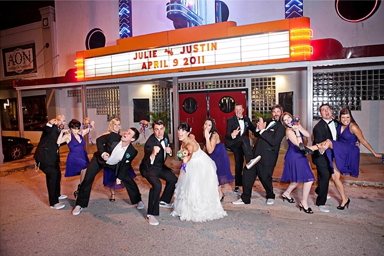 Theater geek wedding with Buddy Holly style