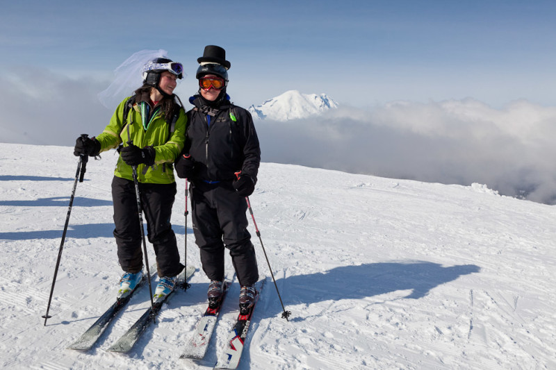 Love at high altitude: a ski wedding near Mount Rainier