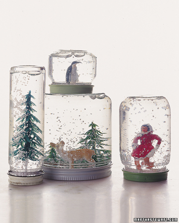 Make your own offbeat snowglobes for favors & decor