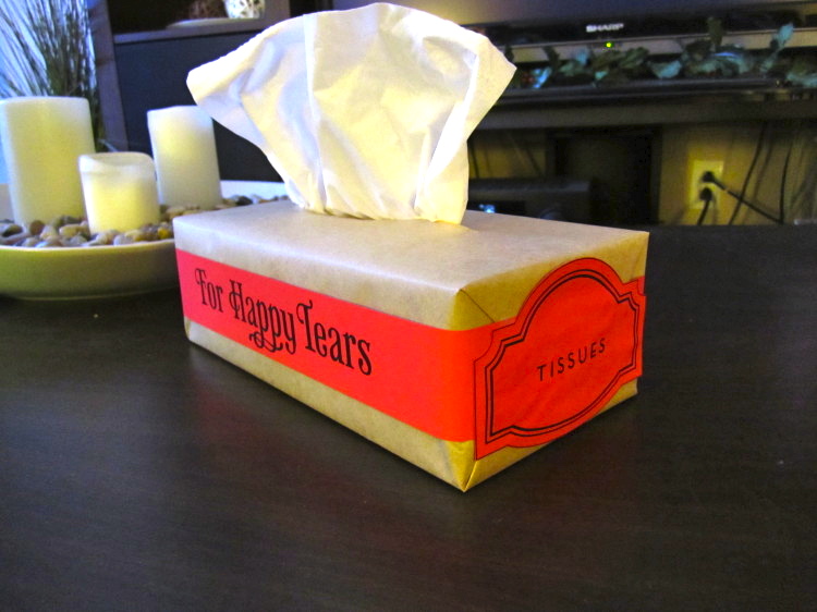 DIY wedding tissue boxes for “happy tears”