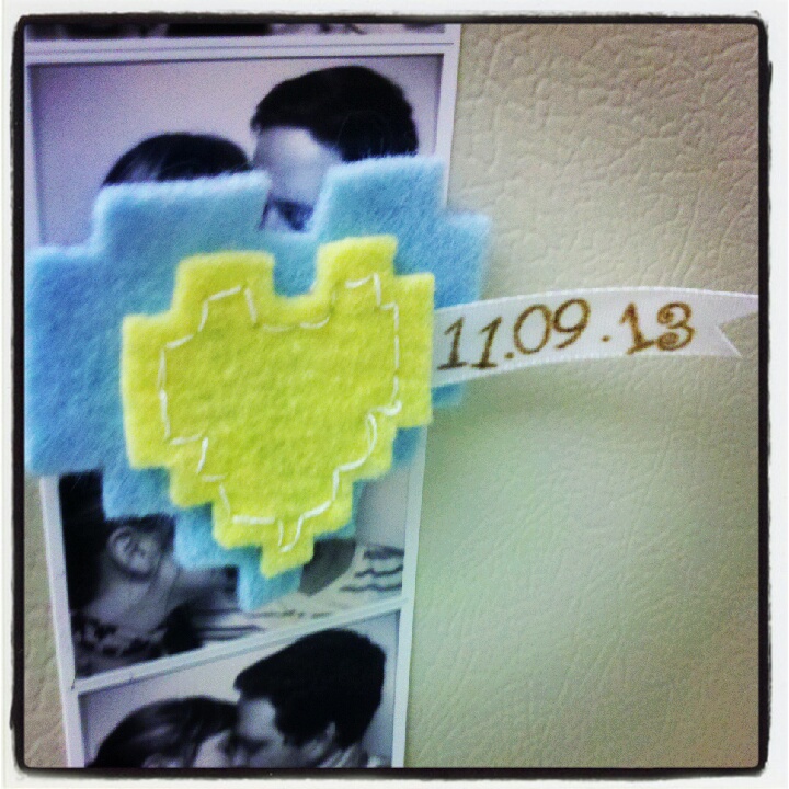 Save the Date with 8-bit heart magnets