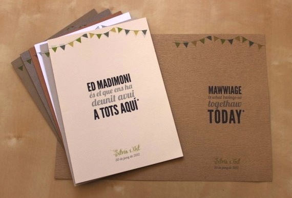 These bilingual wedding programs are awesome in both English AND Catalan
