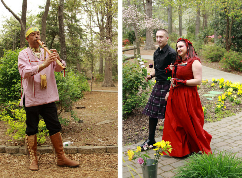Teena & Eddie’s colorful renaissance handfasting in the round