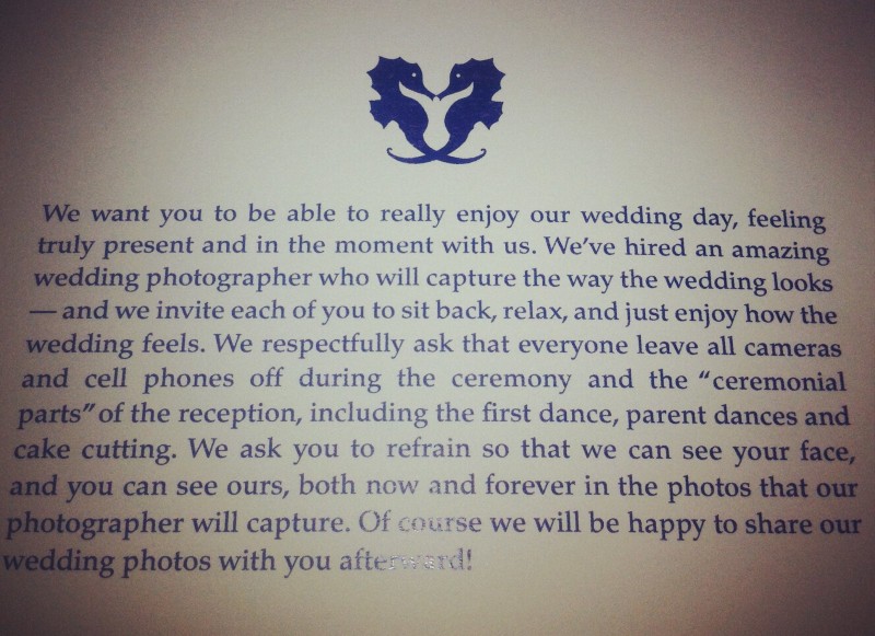 Wording from an Unplugged Wedding program