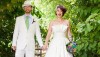 Spring & Alex's colorful lawn games and giant pillows wedding