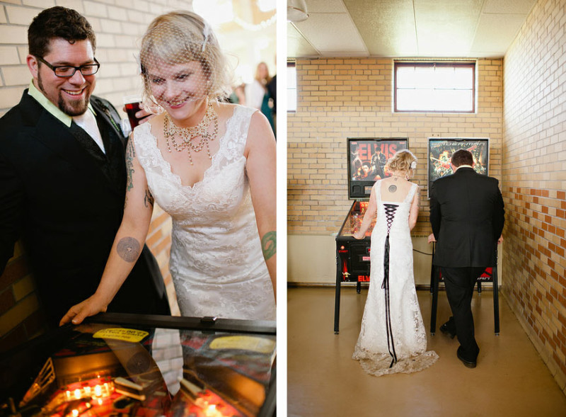 Asa & Ben’s “rock and roll” pinball cheeseburger family wedding