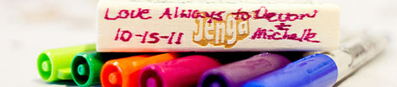 Build a guest book from Jenga blocks