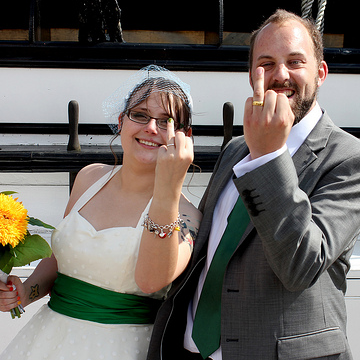 Cayleigh & Dave’s theatrical Pirate boat wedding