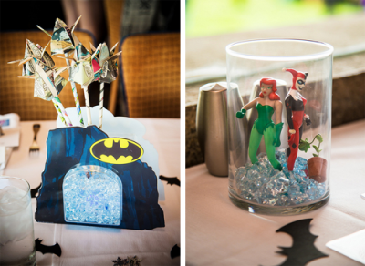 batman wedding centerpieces - Christopher & Kevin's Batman vs. Mr. Freeze heroes and villains wedding batman wedding centerpieces