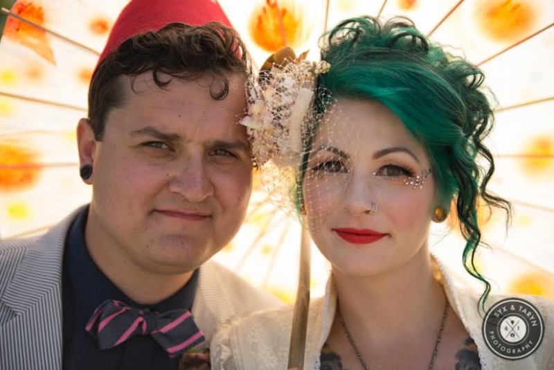 A wild and bright DIY circus-themed Canadian wedding complete with streamers and ice cream