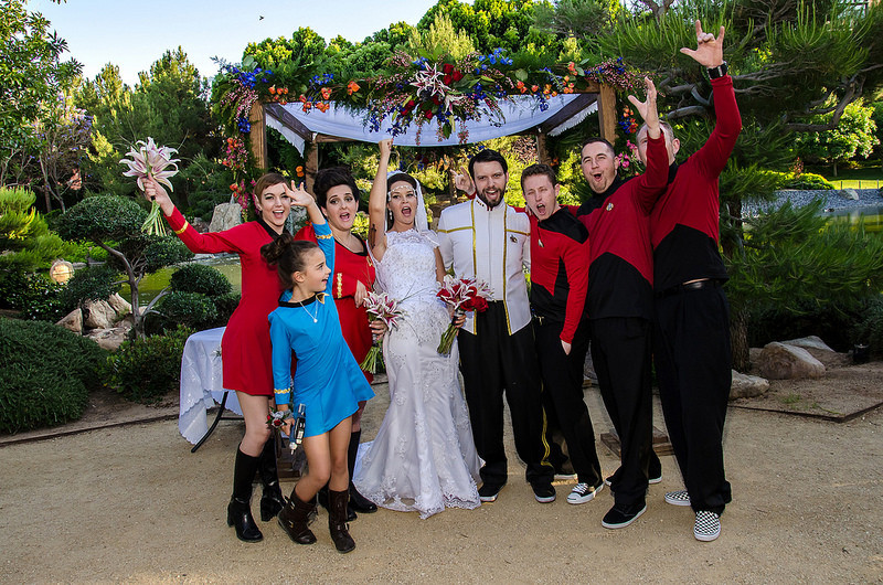 Katlin & Vadim’s Star Trek Jewish wedding in a garden