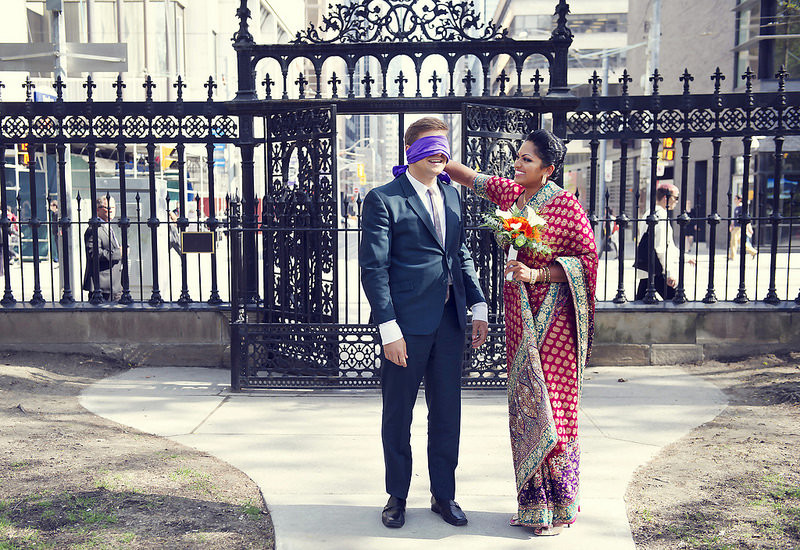 Spy the fashion, Pakistani food, and mini grand piano at Vrinda & Michael’s giggly elopement